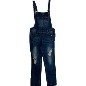 Monkey Ride Premium Jeans Jr Sz M Denim Straight Leg Pocket Bib Overall Raw Hem